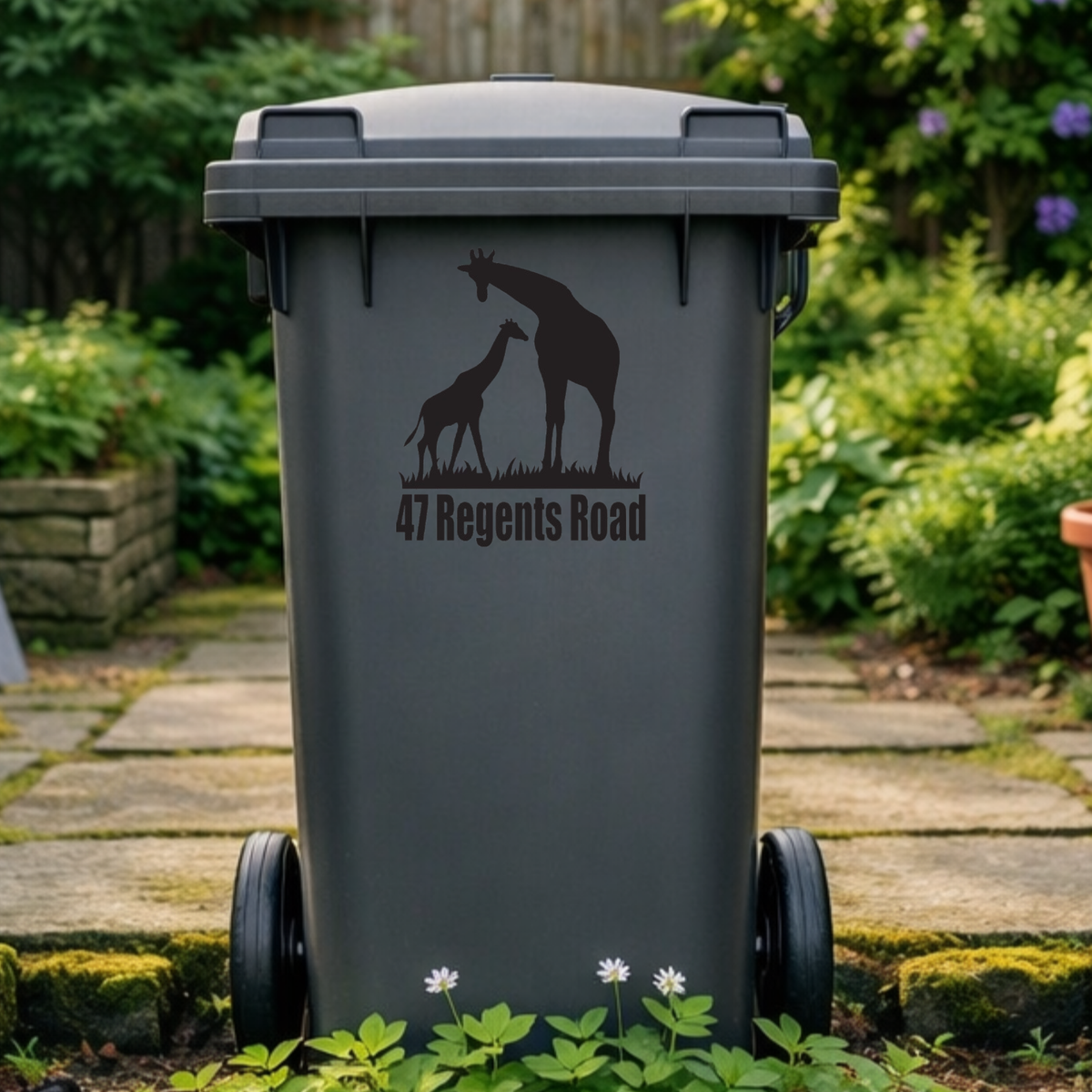 Giraffe Love Wheelie Bin Address Stickers