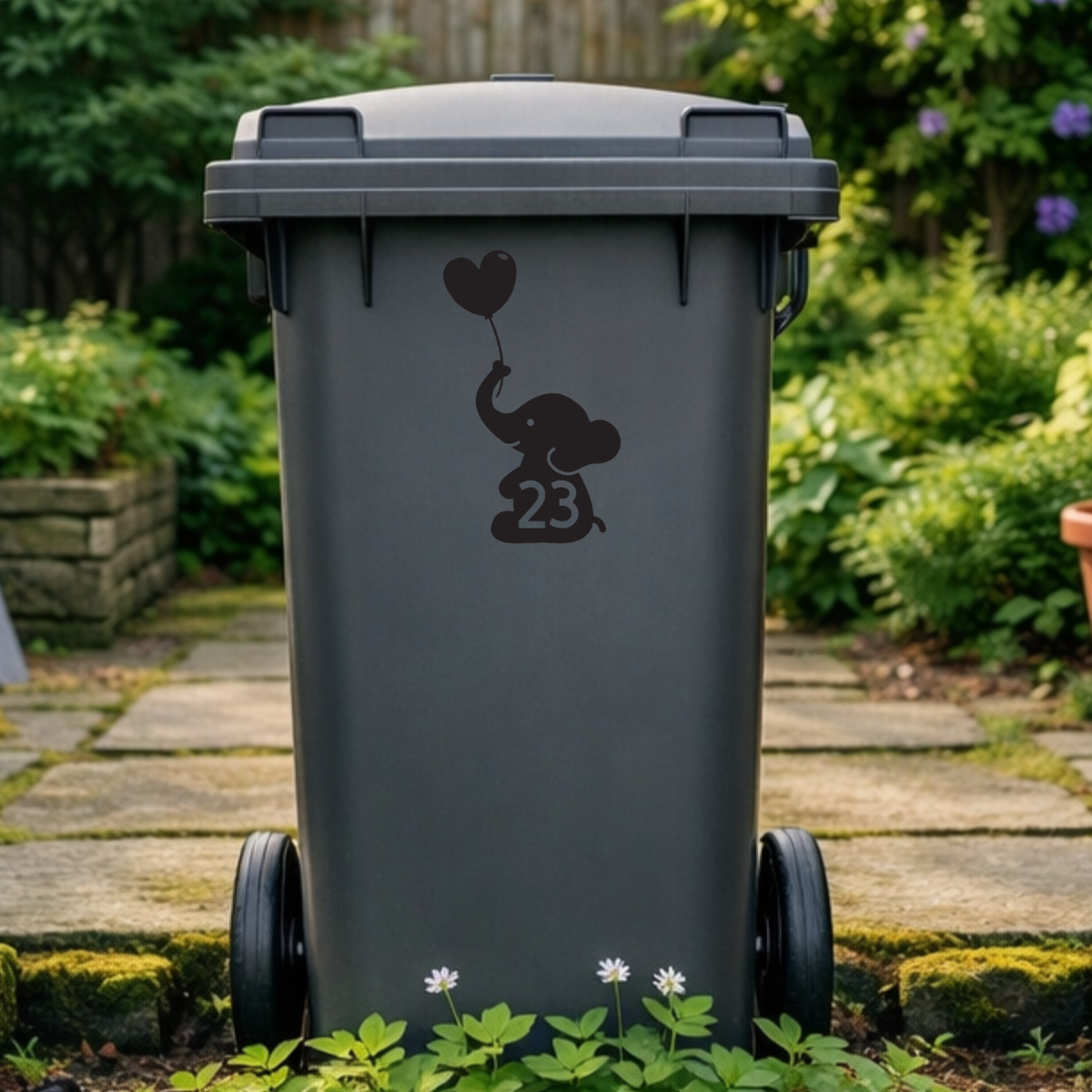 Elephant Balloon Wheelie Bin Number Stickers