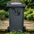 Flower Power Wreath Leaves Wheelie Bin Number Stickers