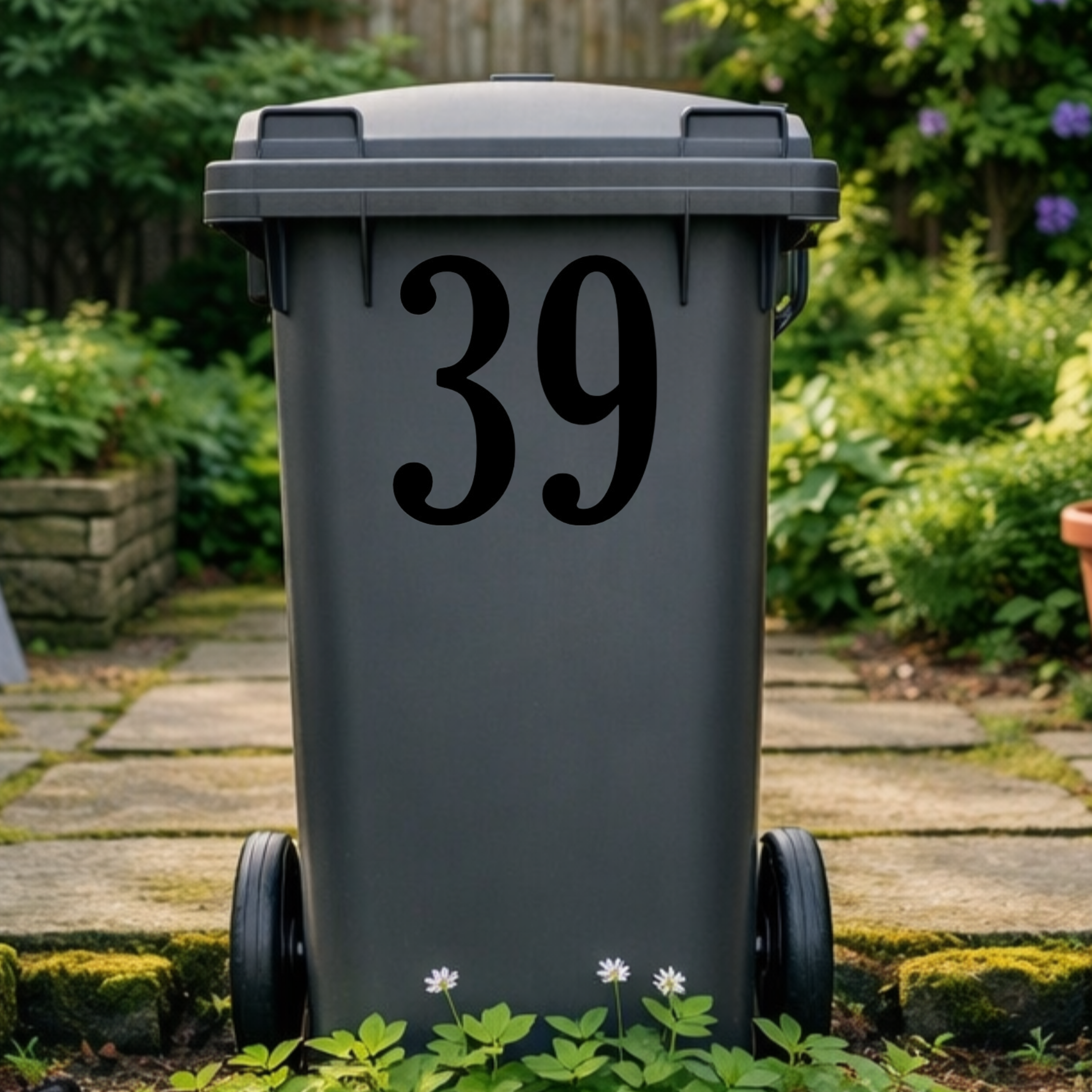 Polished Wheelie Bin Number Stickers