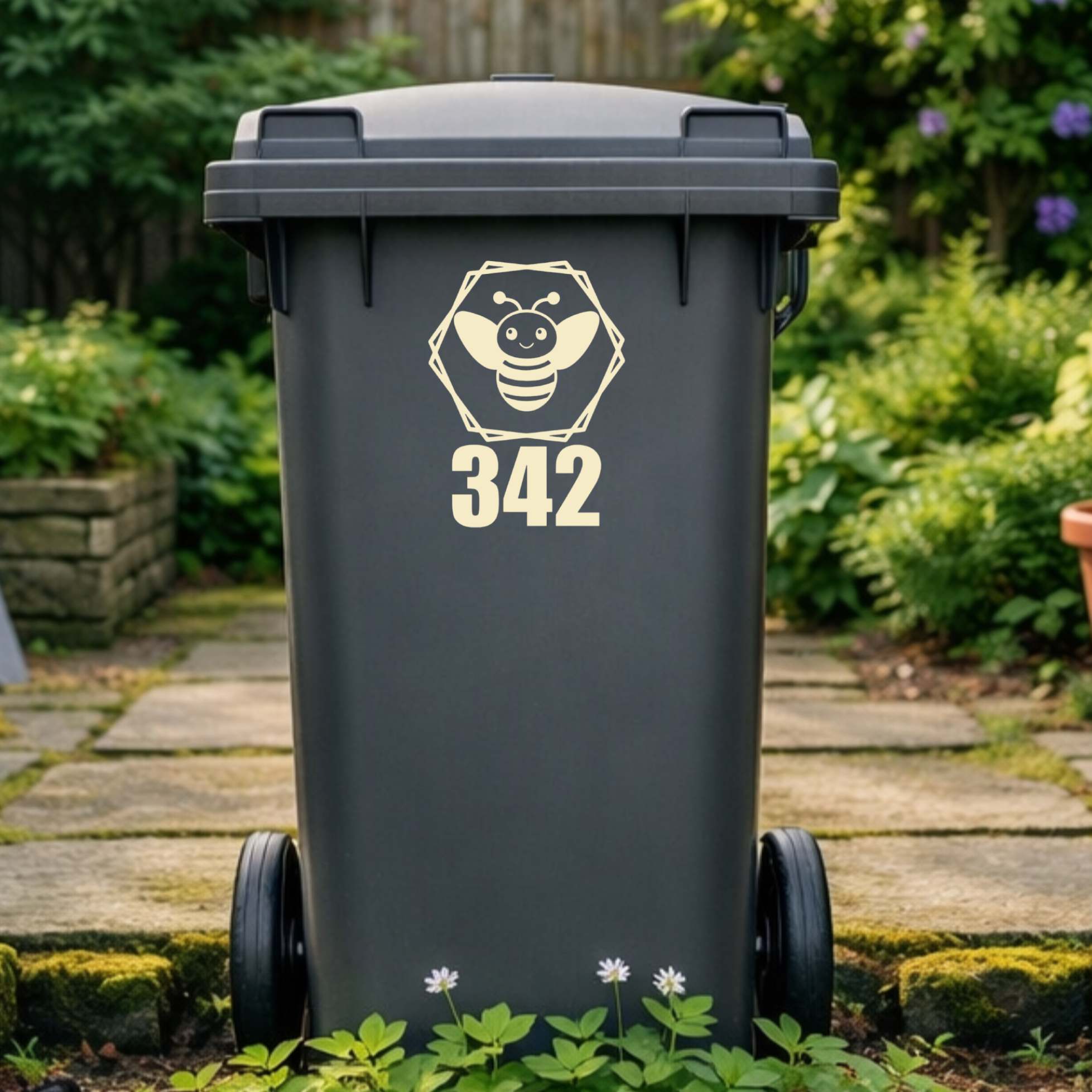 Bee Hexagon Wheelie Bin Number Stickers