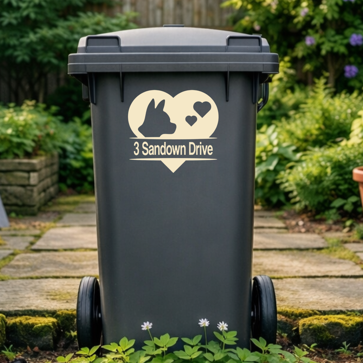 Dog Heart Wheelie Bin Address Stickers