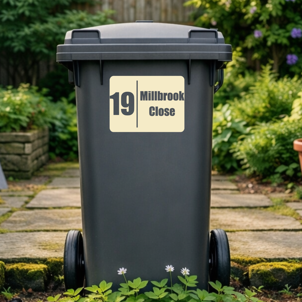 Rectangular Plaque Wheelie Bin Number Address Stickers