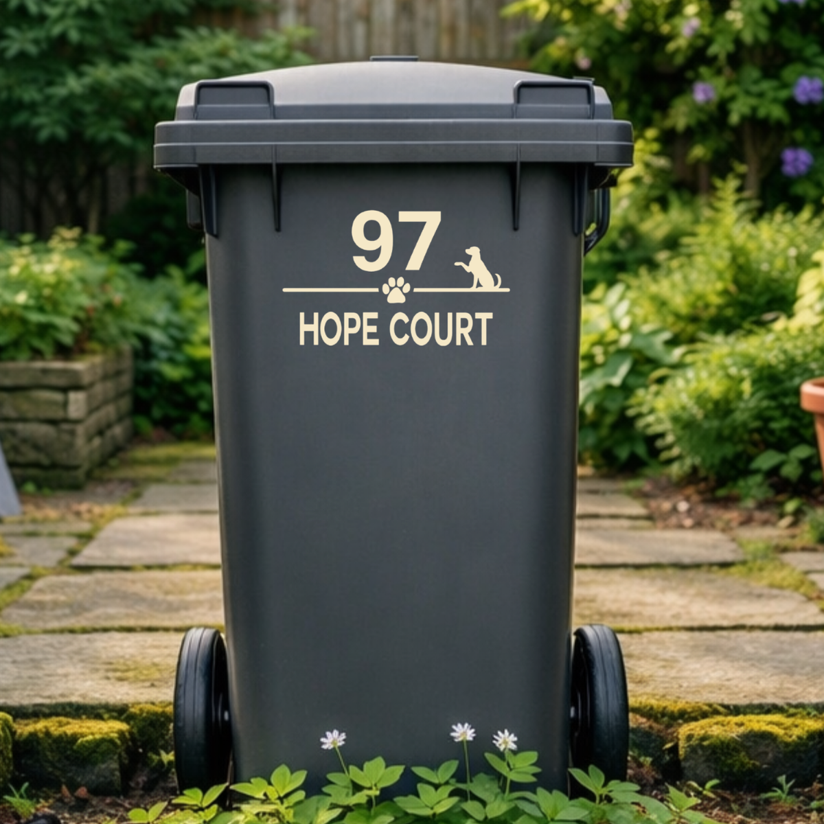 Dog Paw Split Line Wheelie Bin Address Stickers