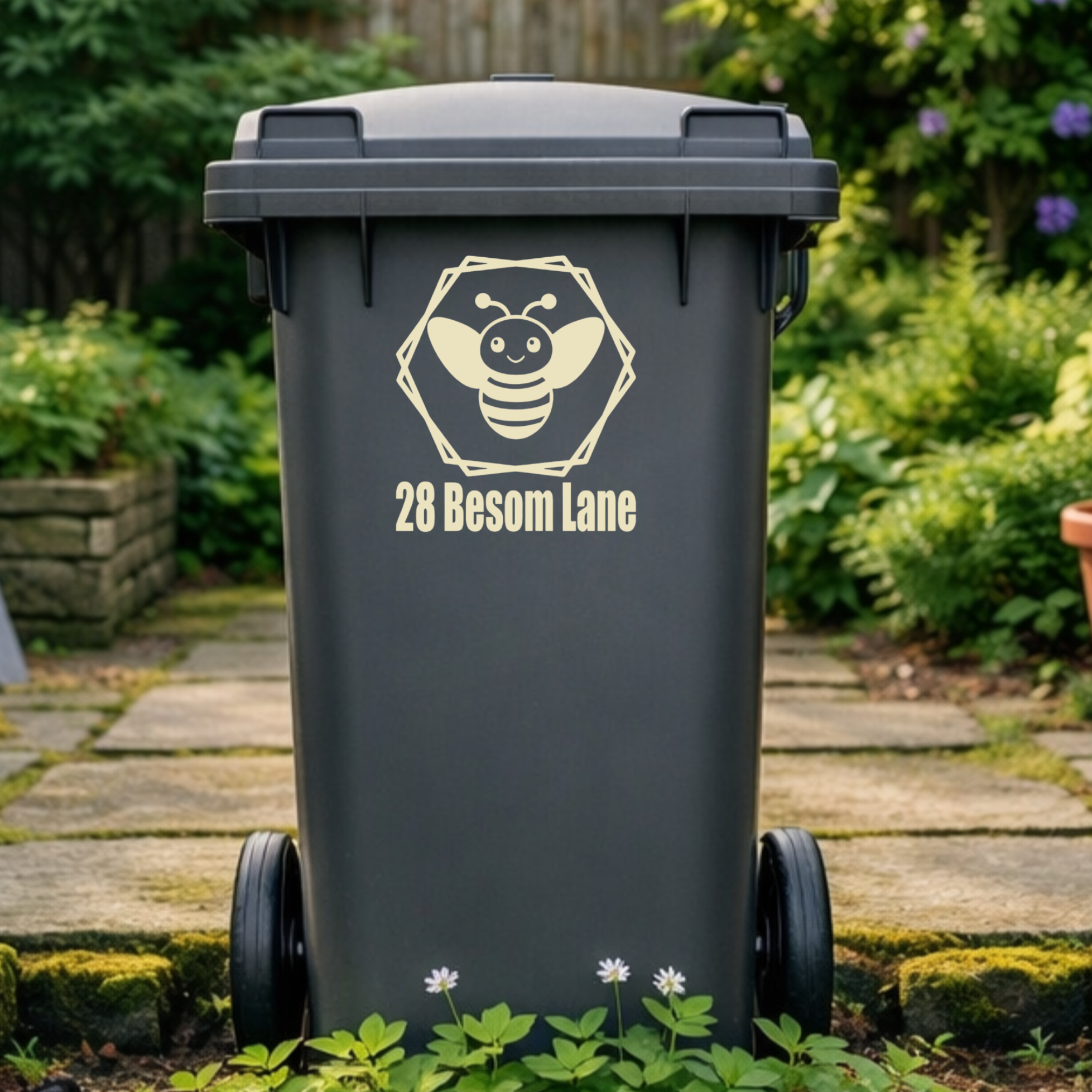 Bee Hexagon Wheelie Bin Address Stickers