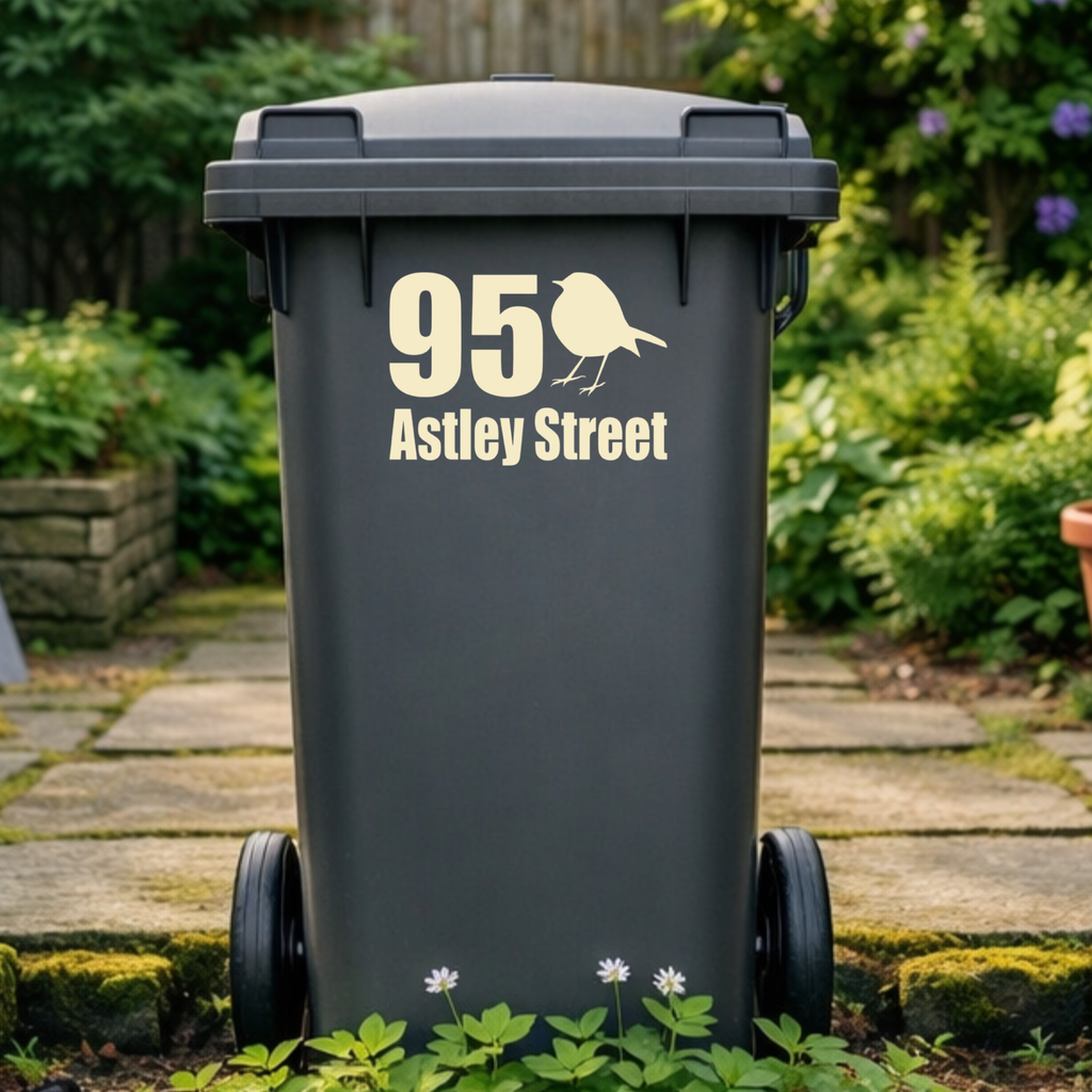 Birdie Border Line Wheelie Bin Address Stickers