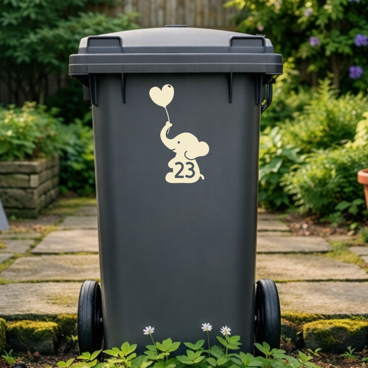 Elephant Balloon Wheelie Bin Number Stickers