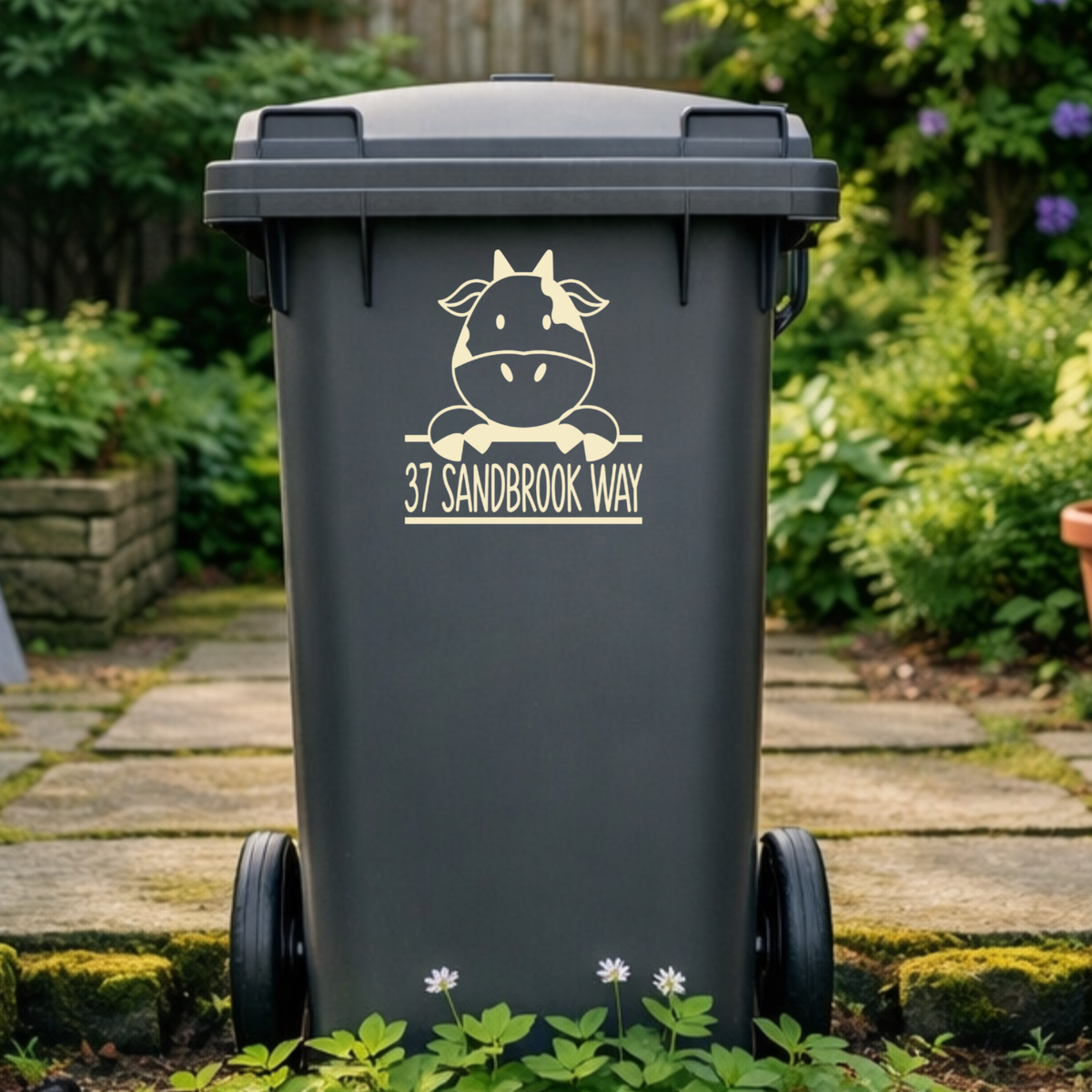 Cute Cow Wheelie Bin Address Stickers