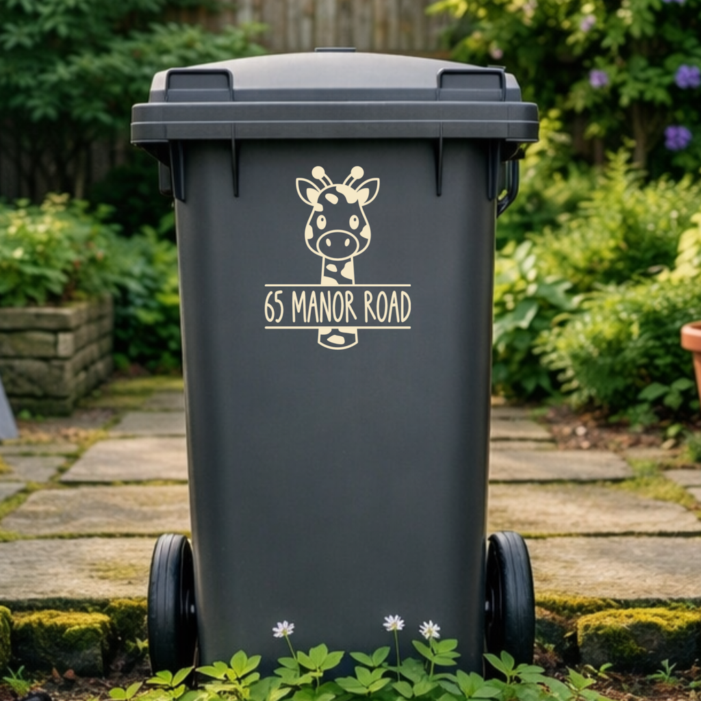 Giraffe Selfie Wheelie Bin Address Stickers