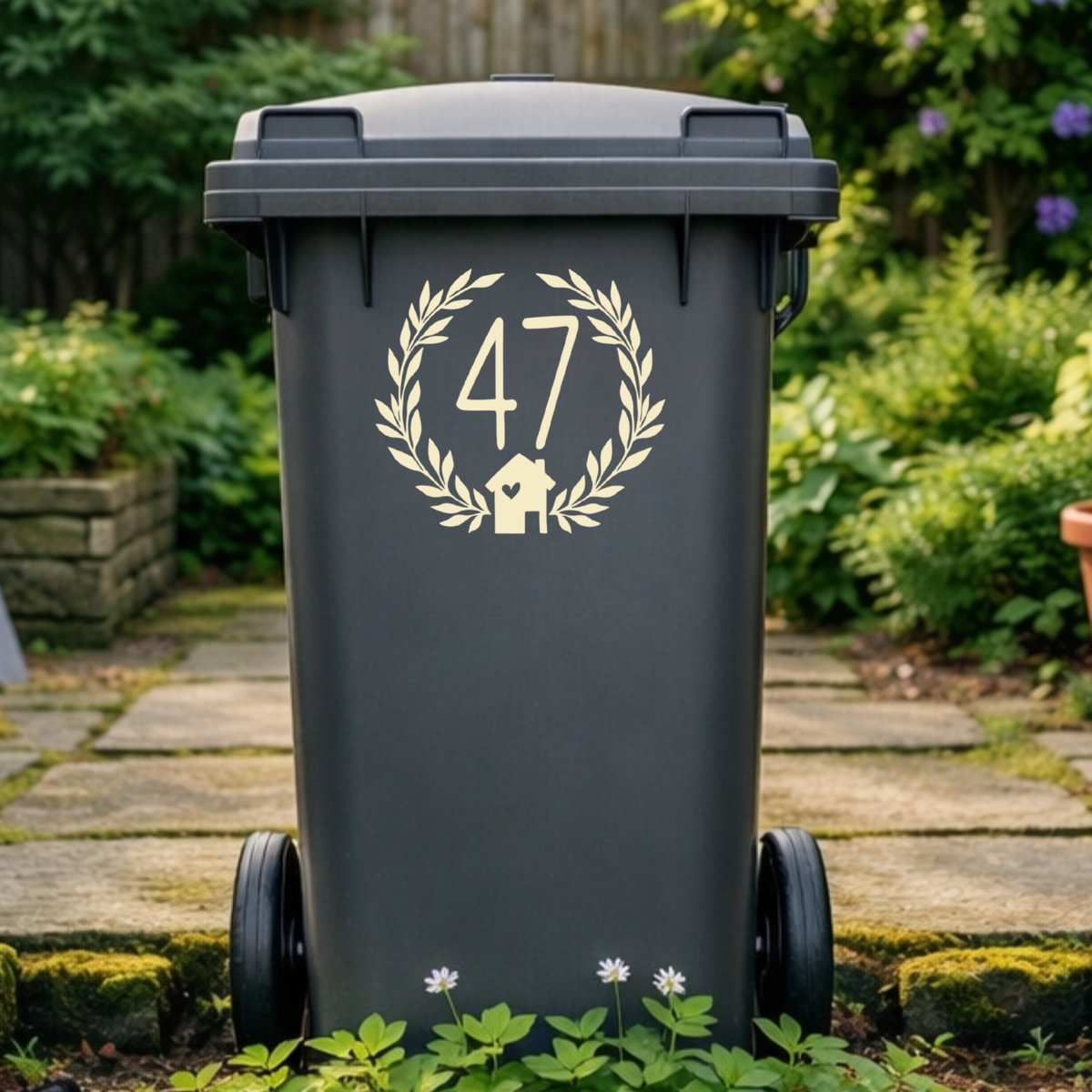 Home Wreath Leaves Wheelie Bin Number Stickers