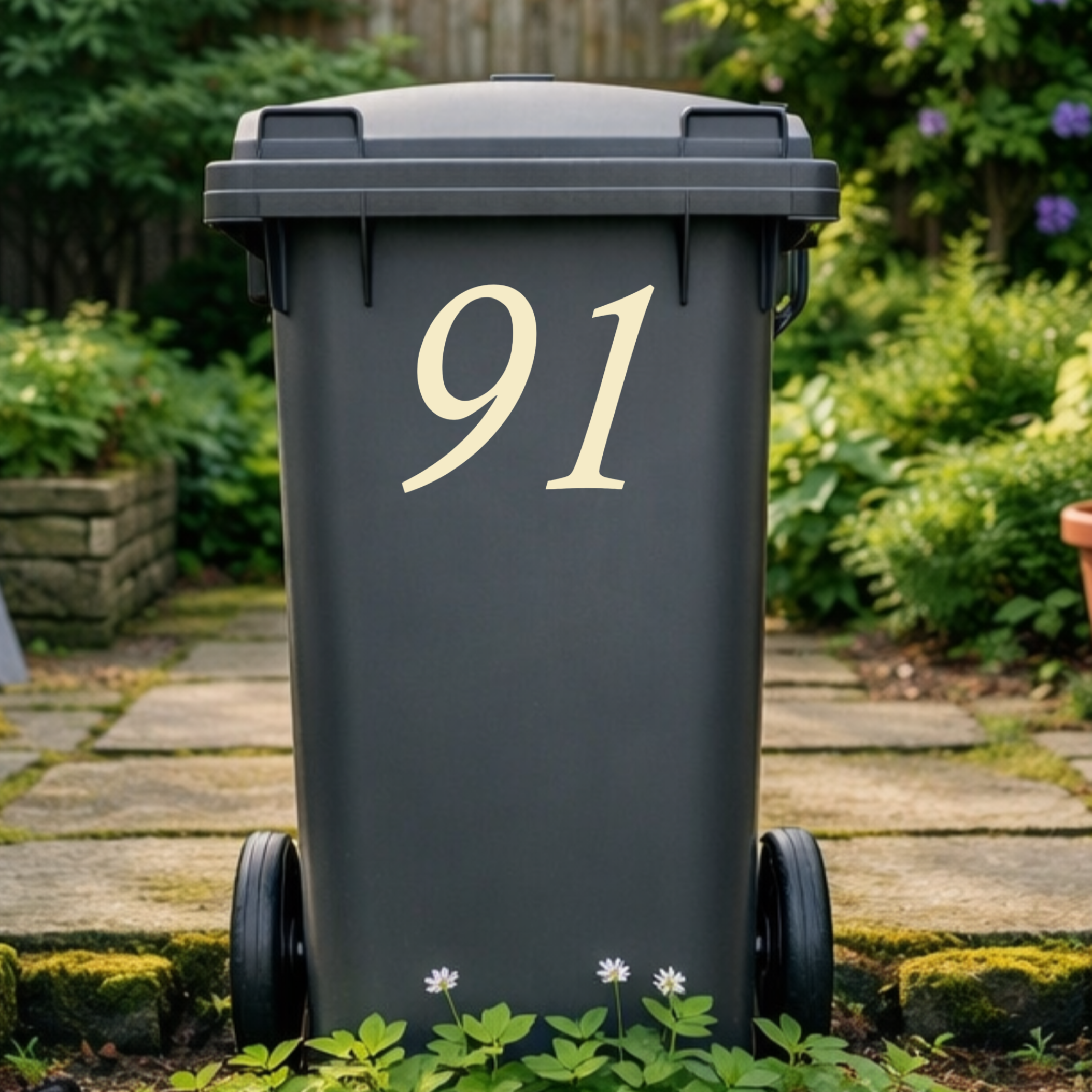 Italic Wheelie Bin Number Stickers