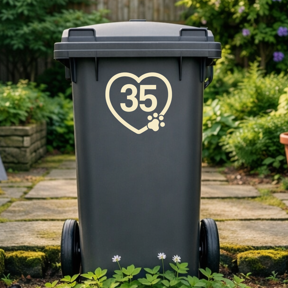 Dog Heart Paw Wheelie Bin Number Stickers