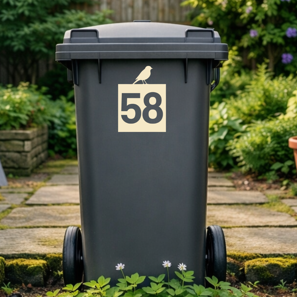 Birdie Square Wheelie Bin Number Stickers