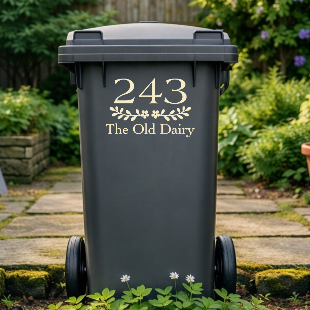 Floral Sprig Leaves Wheelie Bin Address Stickers