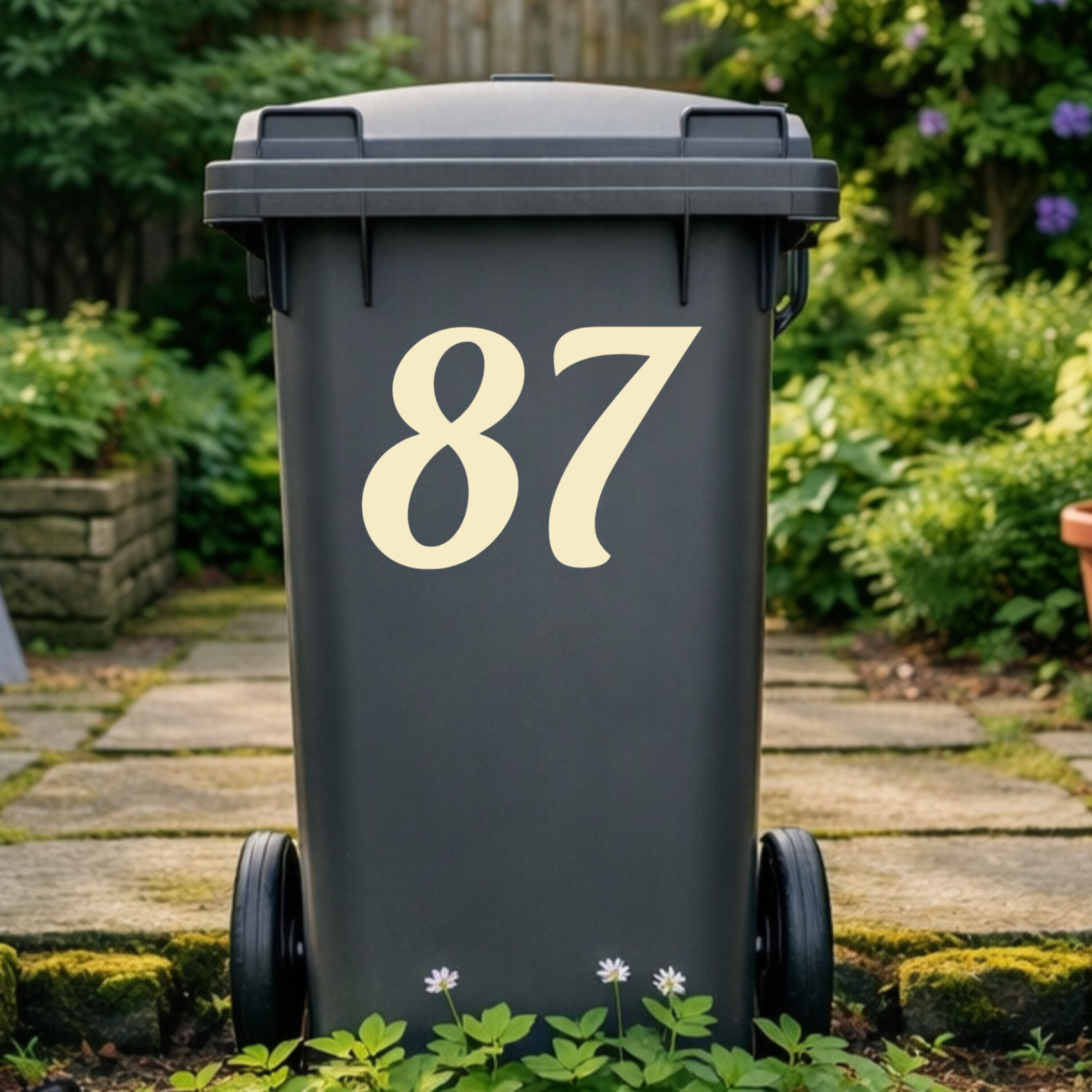 Retro Wheelie Bin Number Stickers