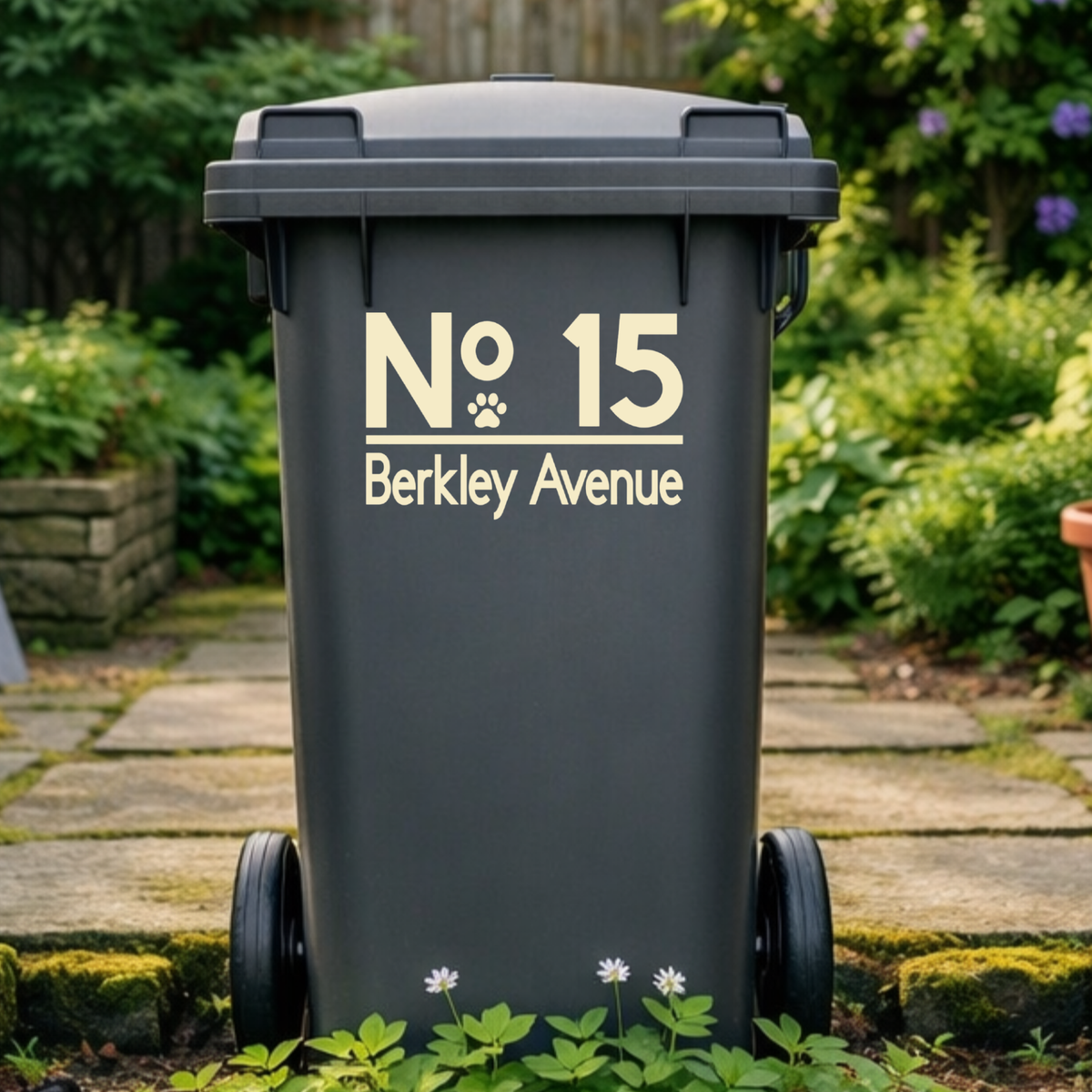 Paw Top Line Border Wheelie Bin Number Address Stickers