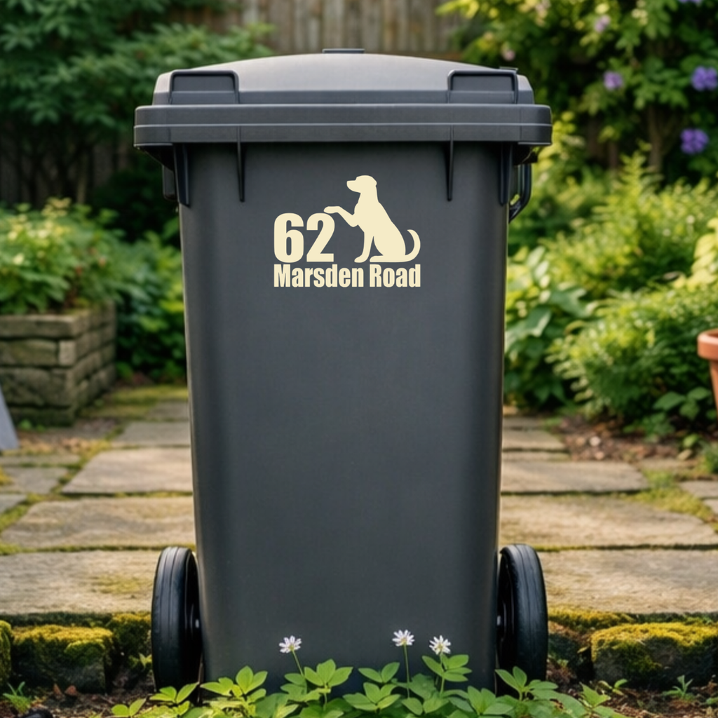 Dog Split Line Wheelie Bin Address Stickers