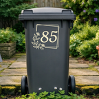 Square Floral Border Wheelie Bin Number Stickers