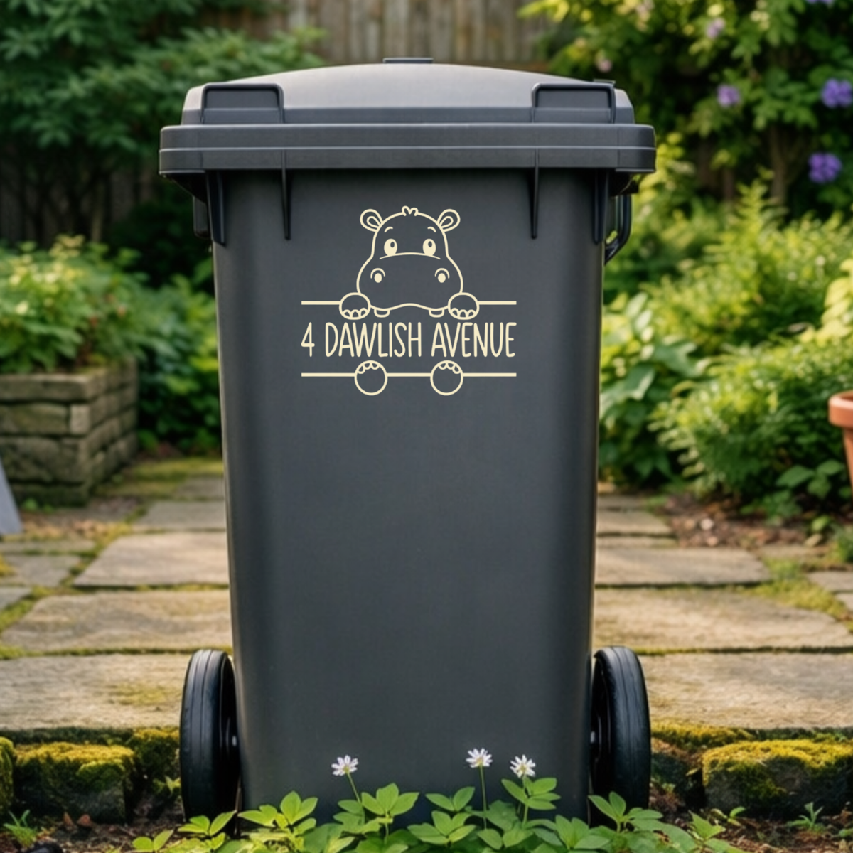 Hippo Selfie Wheelie Bin Address Stickers
