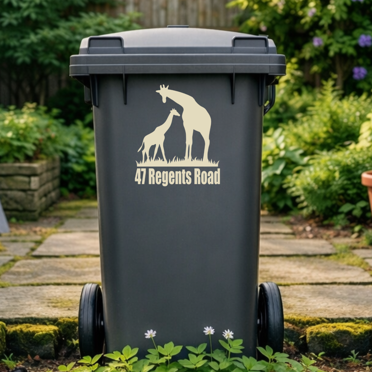Giraffe Love Wheelie Bin Address Stickers