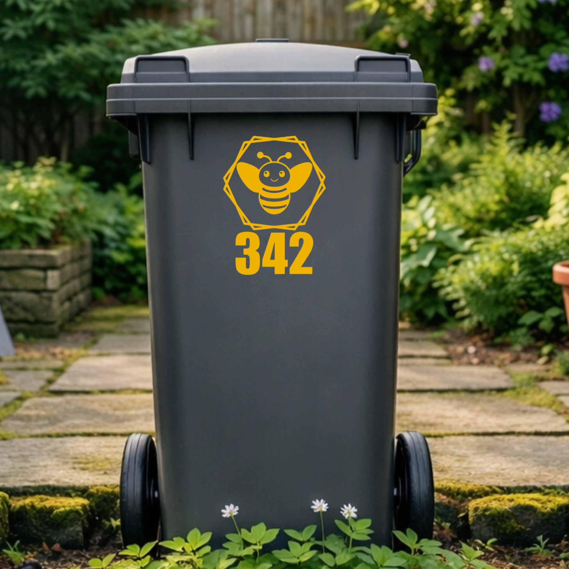 Bee Hexagon Wheelie Bin Number Stickers