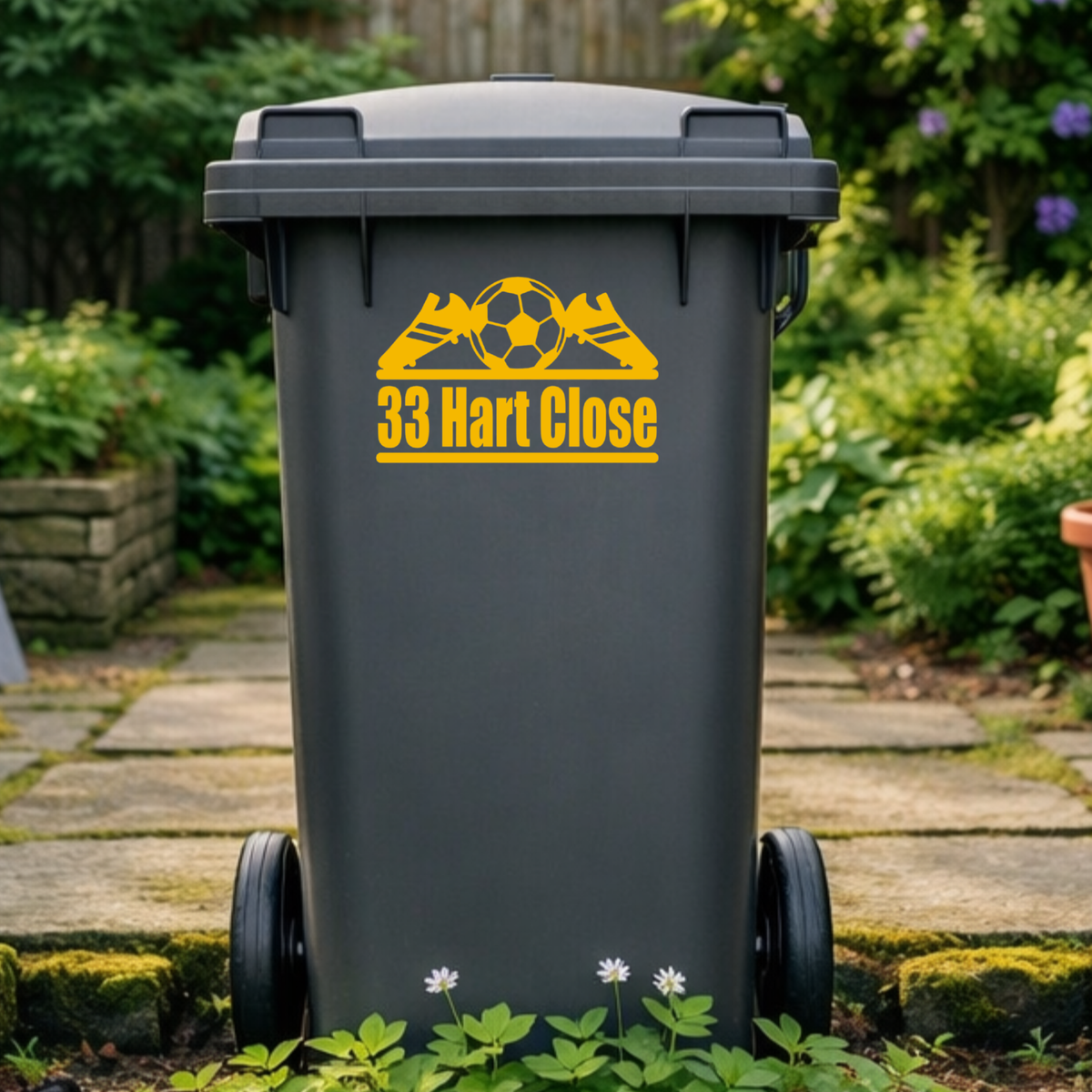 Football Boot Shaped Wheelie Bin Address Stickers