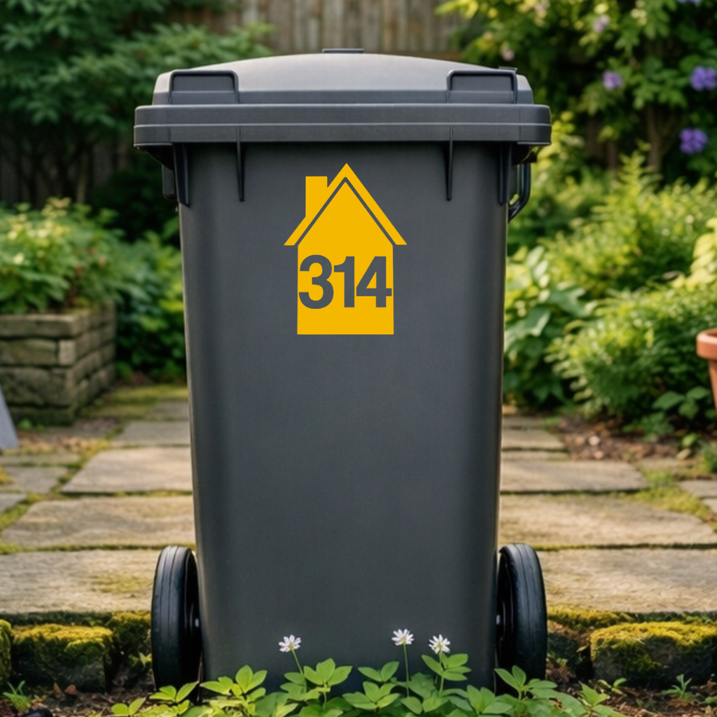 House Shaped Wheelie Bin Number Stickers