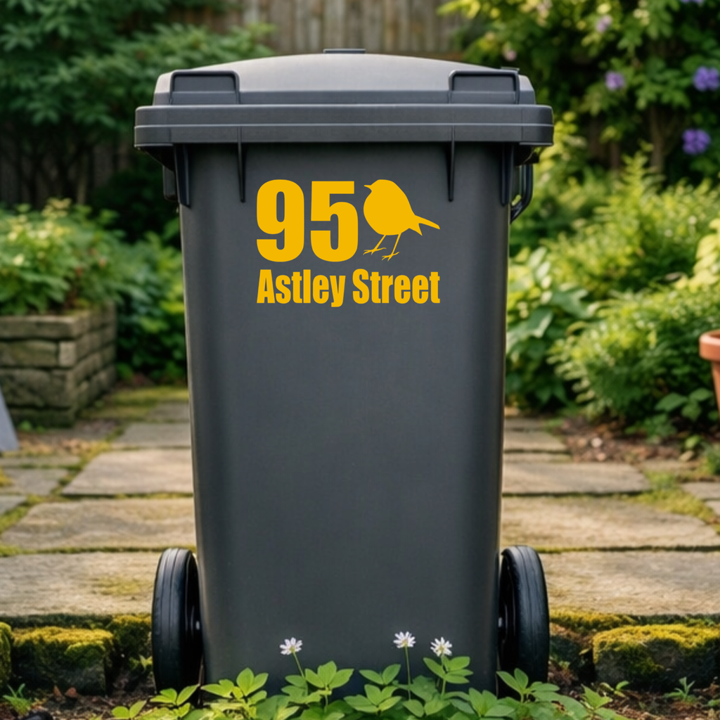 Birdie Border Line Wheelie Bin Address Stickers