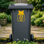 Peeking Cat Wheelie Bin Address Stickers