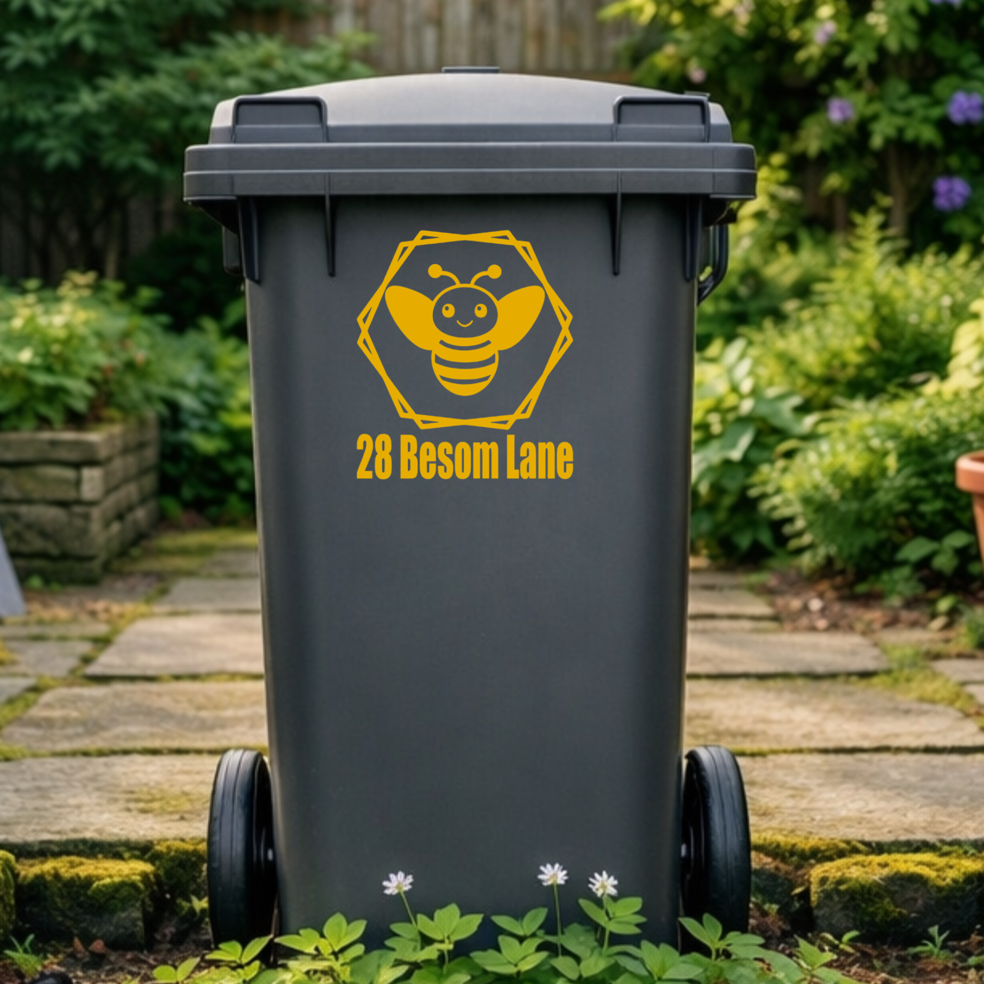 Bee Hexagon Wheelie Bin Address Stickers