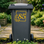 Square Floral Border Wheelie Bin Number Stickers