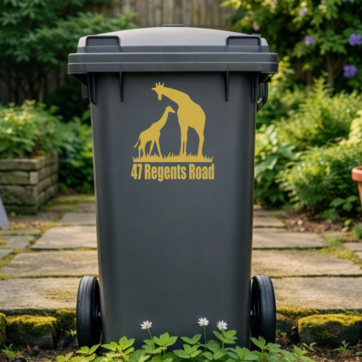 Giraffe Love Wheelie Bin Address Stickers