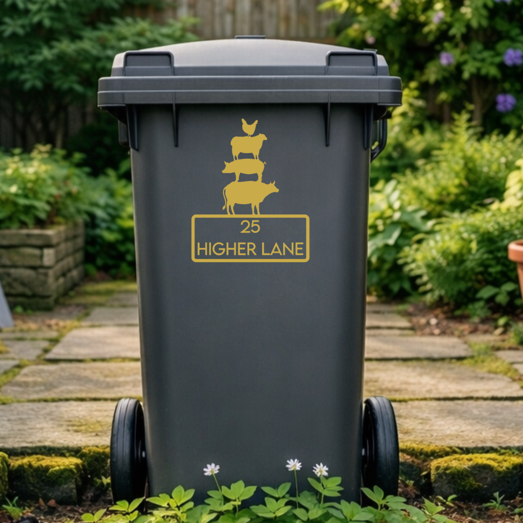 Farmyard Stack Wheelie Bin Address Stickers