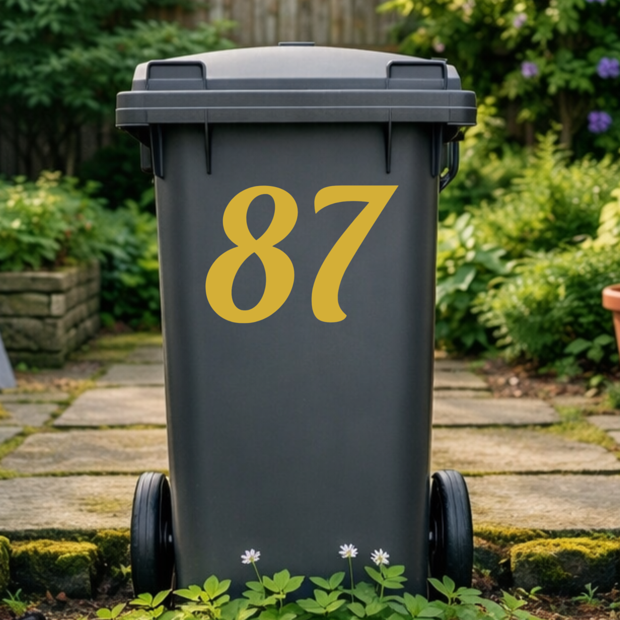 Retro Wheelie Bin Number Stickers