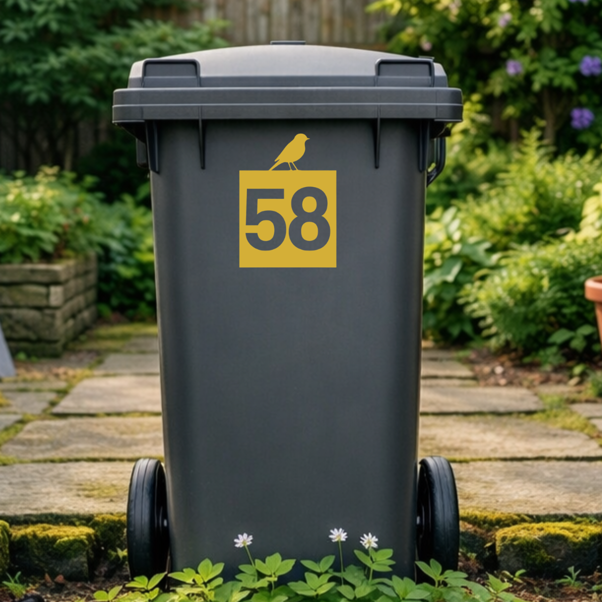 Birdie Square Wheelie Bin Number Stickers