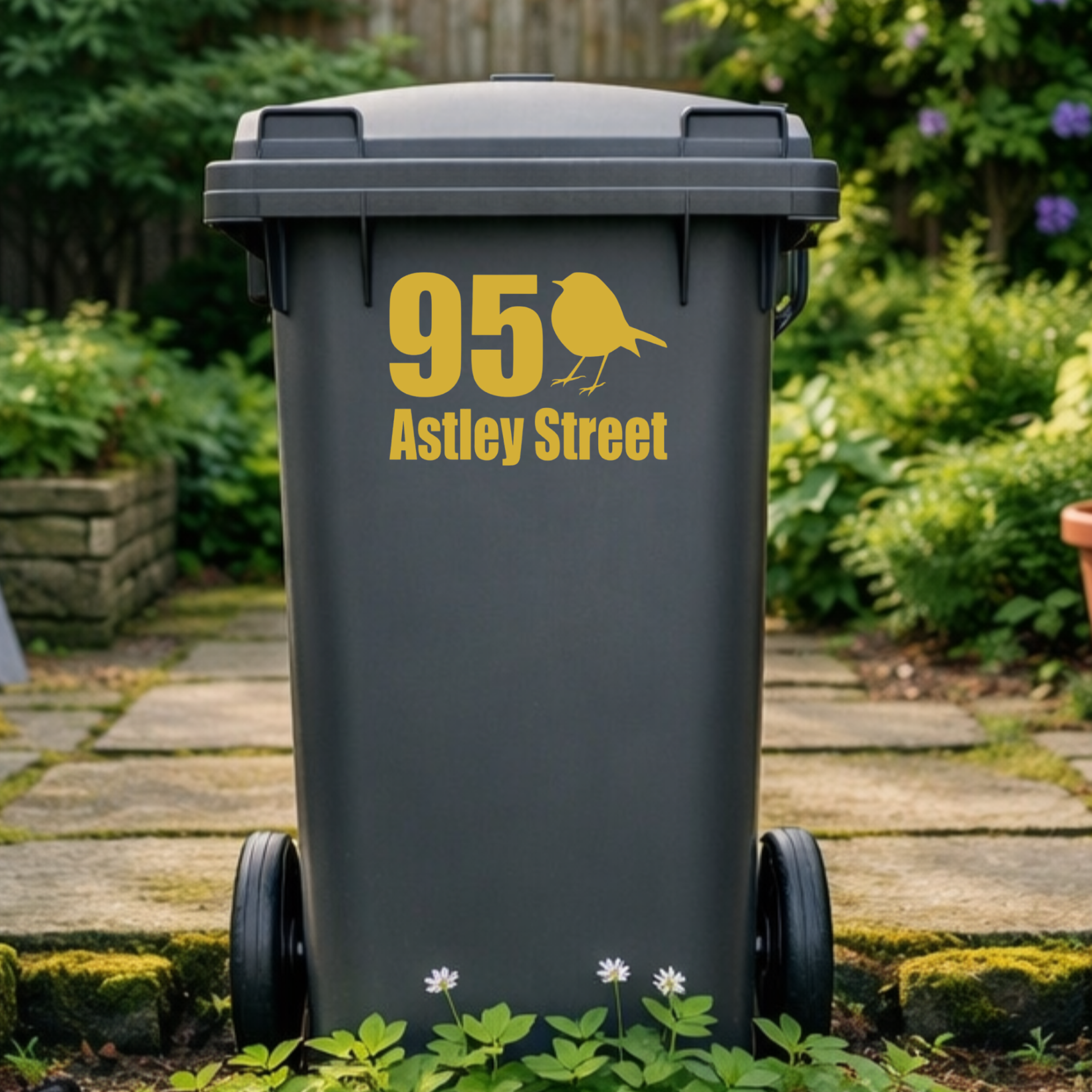 Birdie Border Line Wheelie Bin Address Stickers