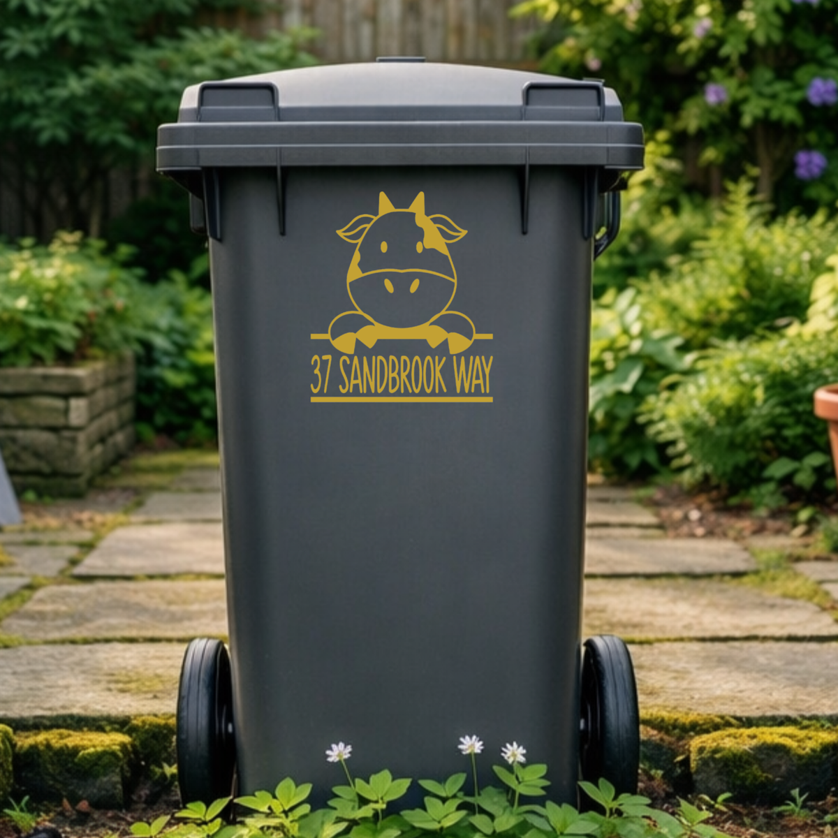 Cute Cow Wheelie Bin Address Stickers