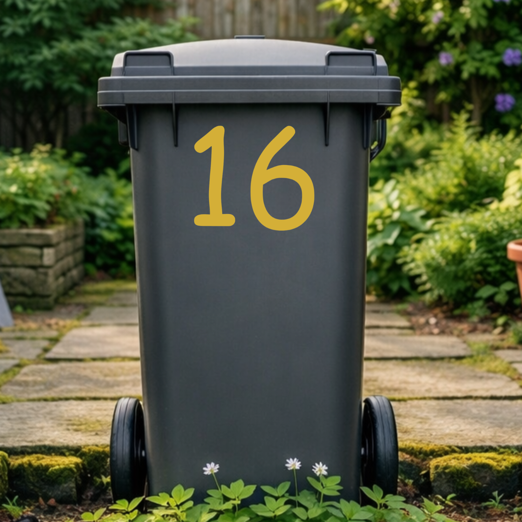 Playful Wheelie Bin Number Stickers