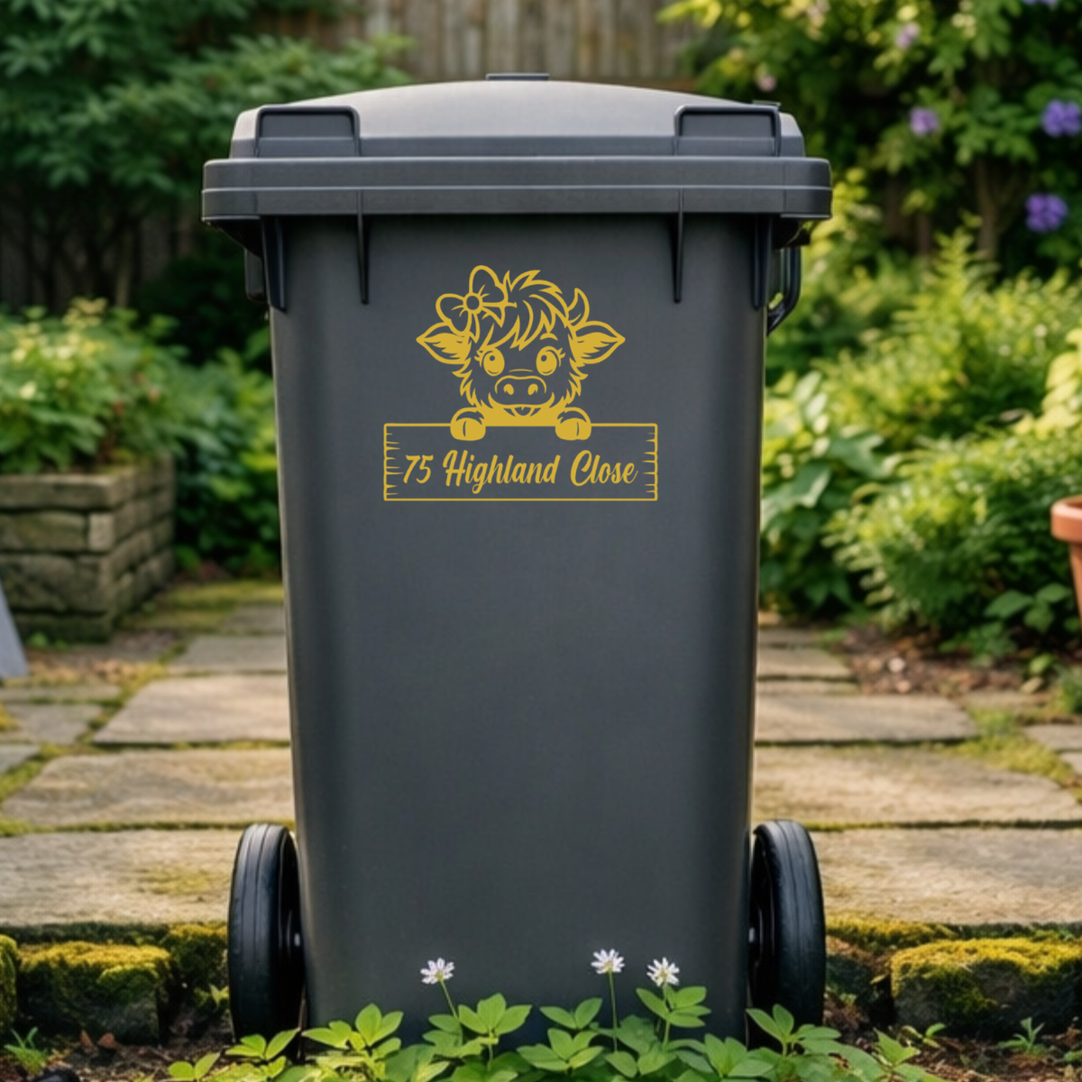 Highland Cow Cutie Wheelie Bin Address Stickers
