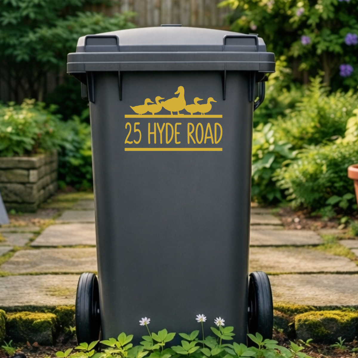 Duck Split Border Wheelie Bin Address Stickers