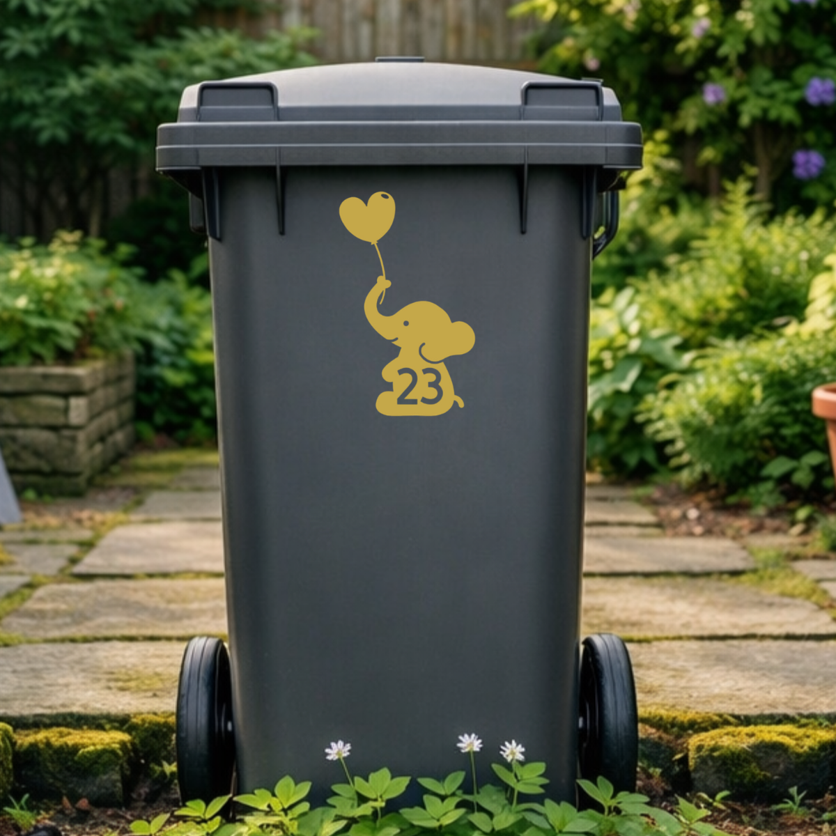 Elephant Balloon Wheelie Bin Number Stickers