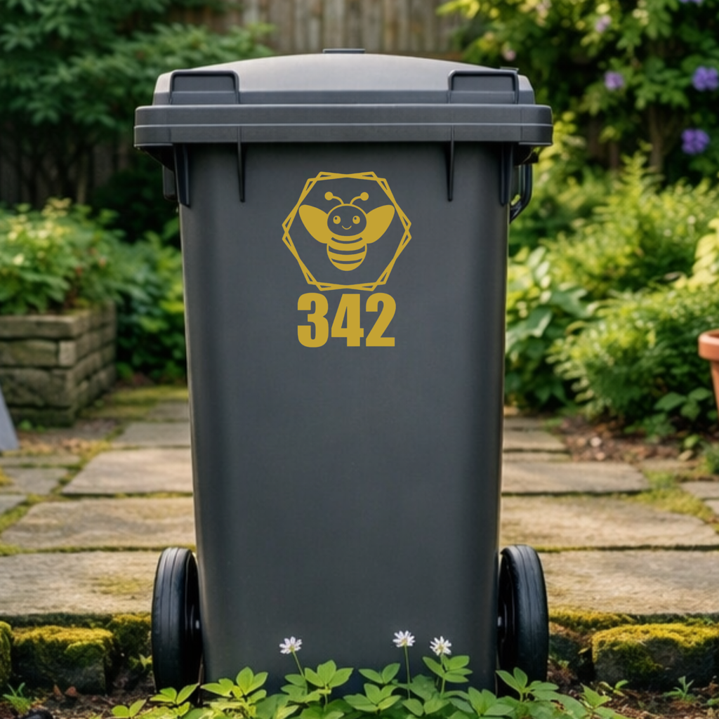 Bee Hexagon Wheelie Bin Number Stickers