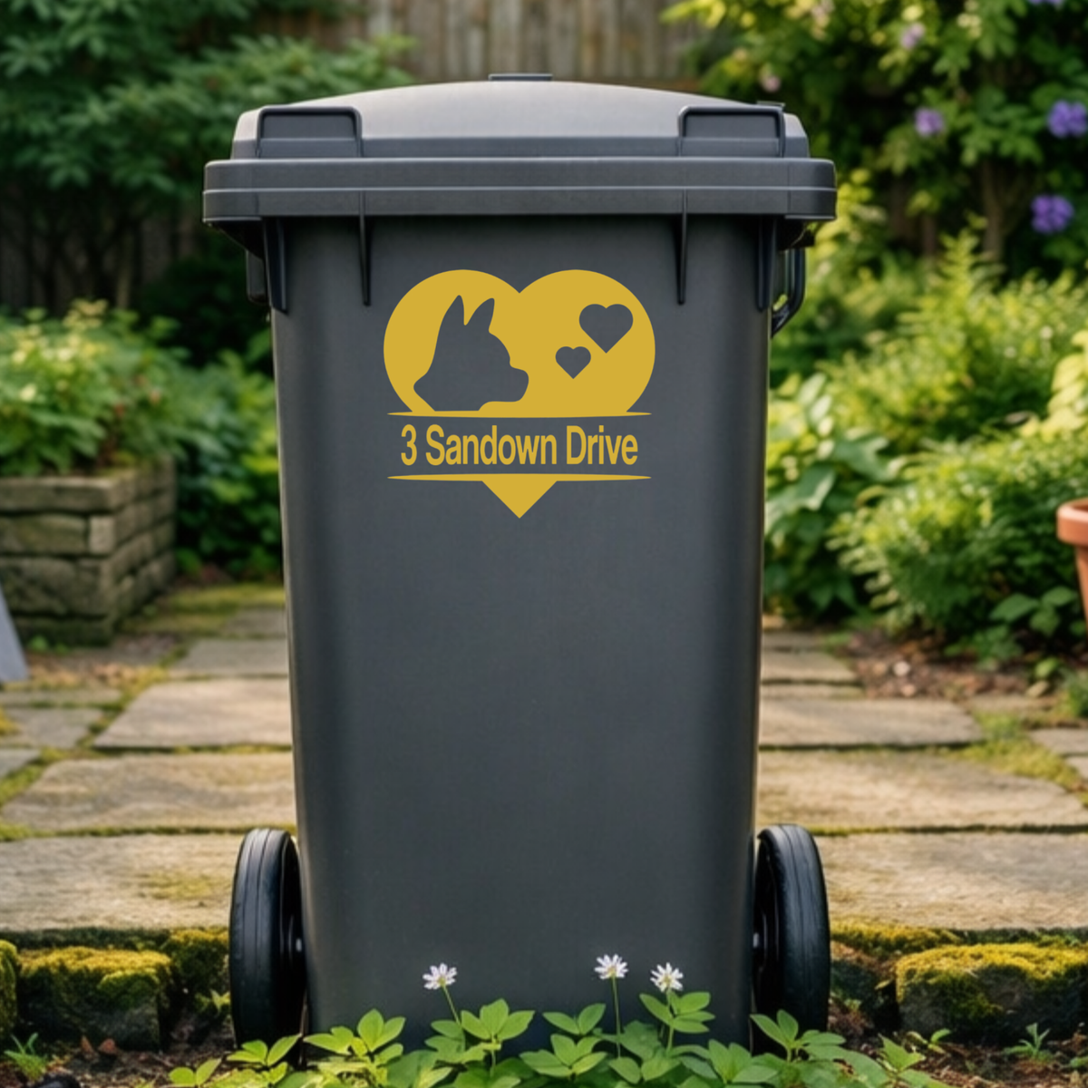 Dog Heart Wheelie Bin Address Stickers