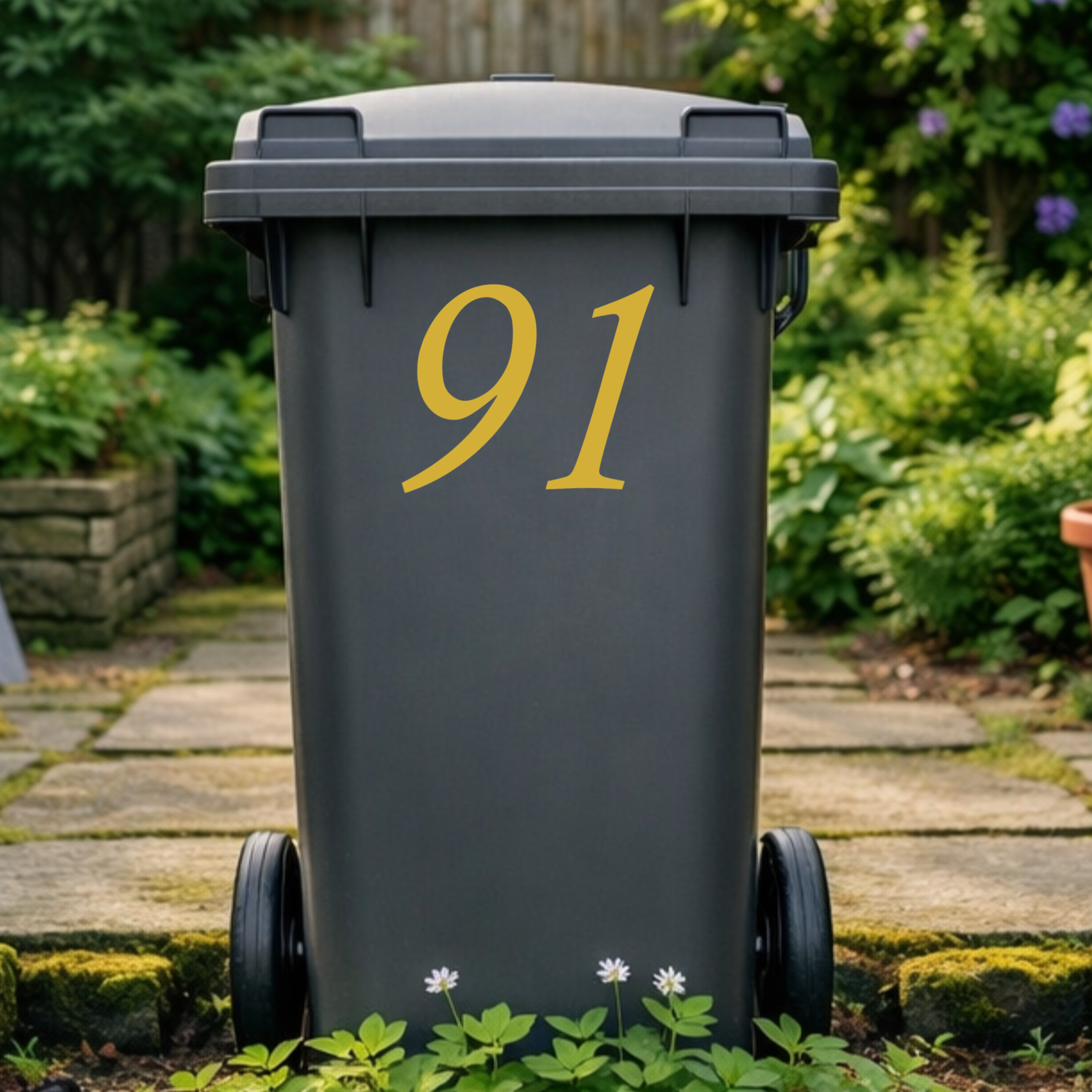 Italic Wheelie Bin Number Stickers