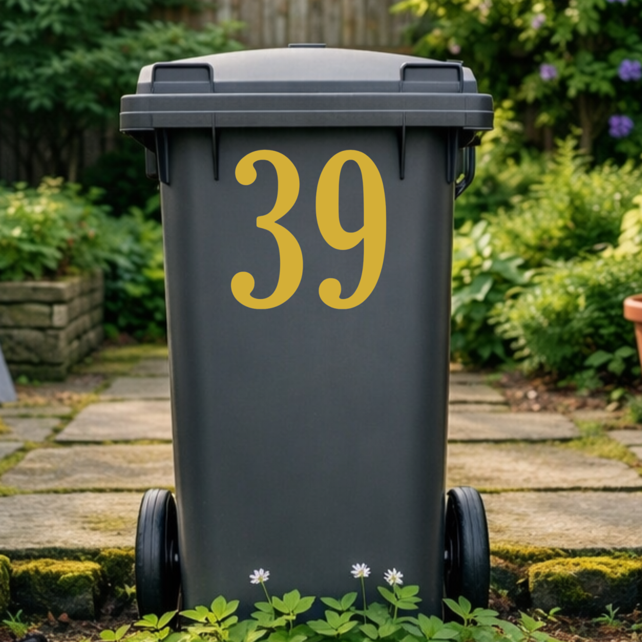 Polished Wheelie Bin Number Stickers