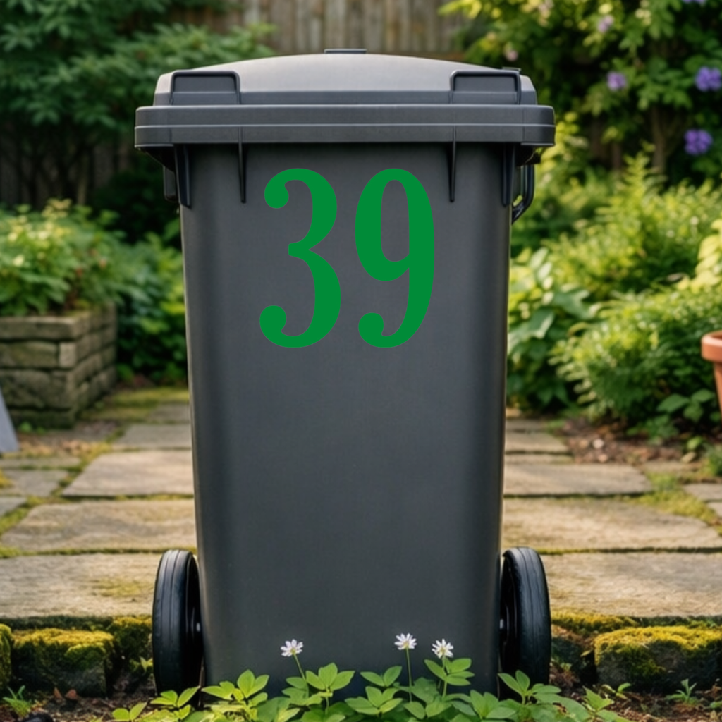 Polished Wheelie Bin Number Stickers