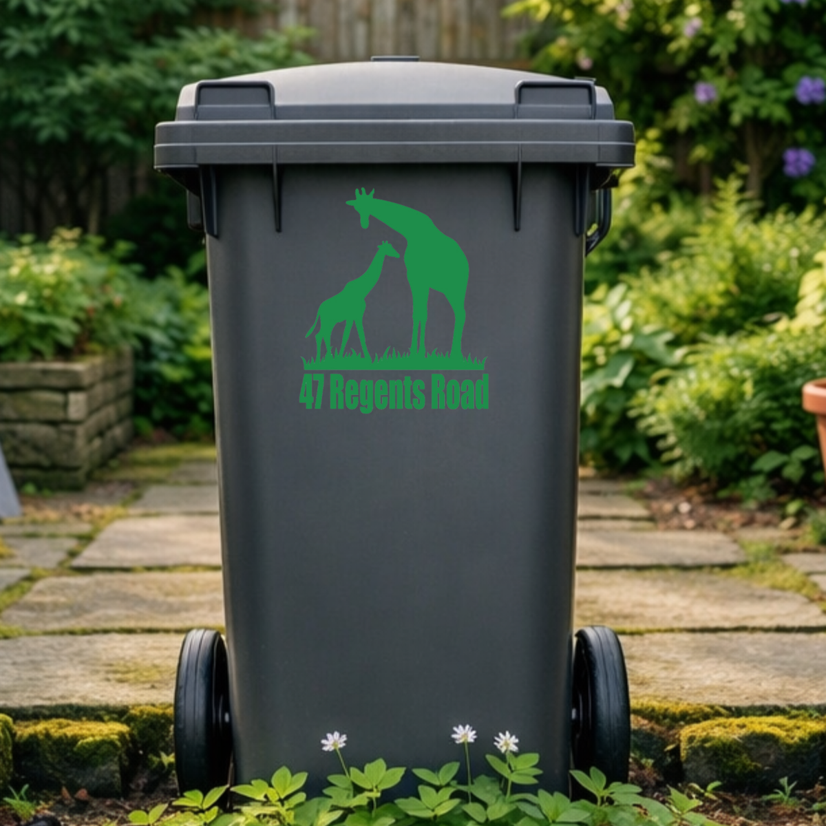 Giraffe Love Wheelie Bin Address Stickers