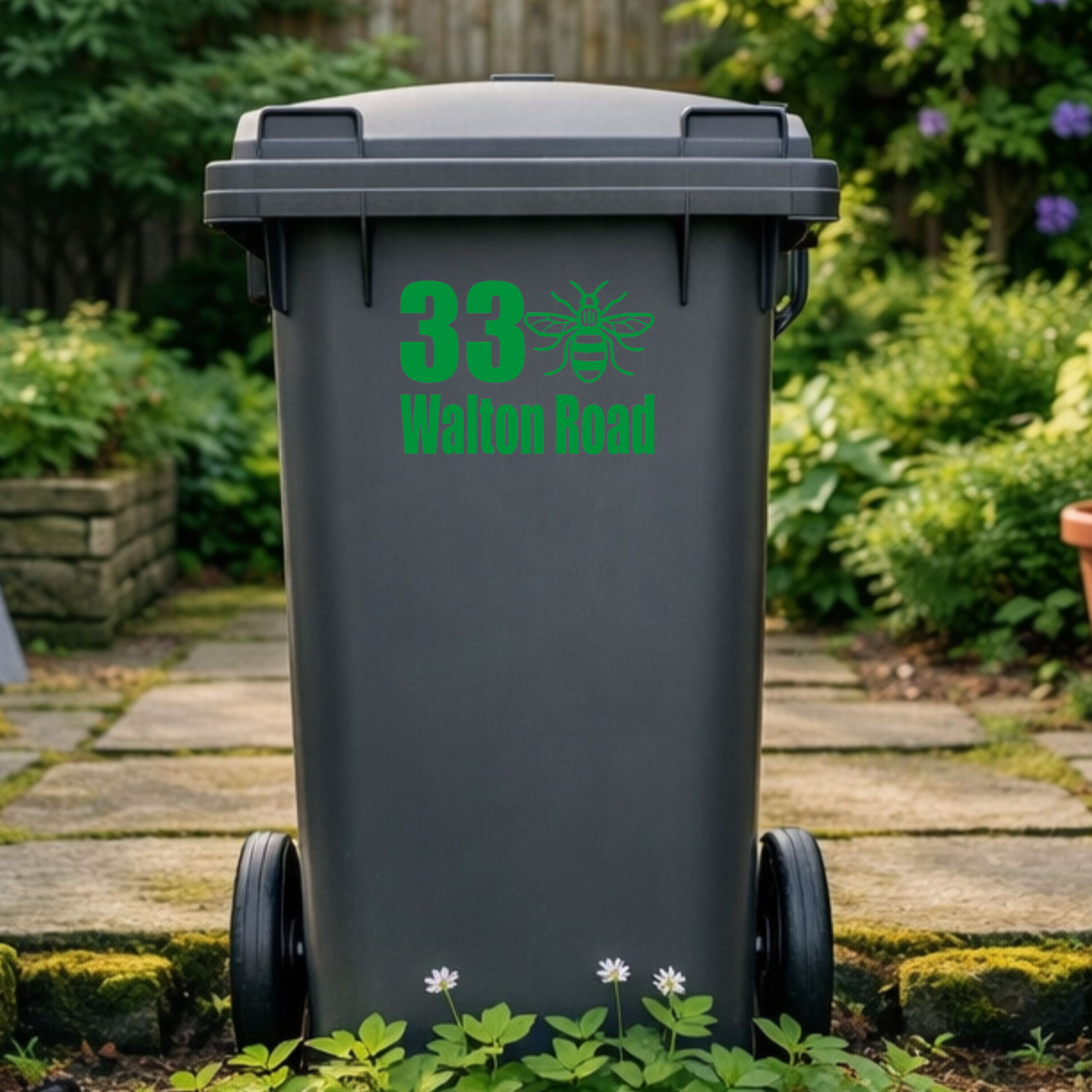 Manchester Bee Border Wheelie Bin Address Stickers