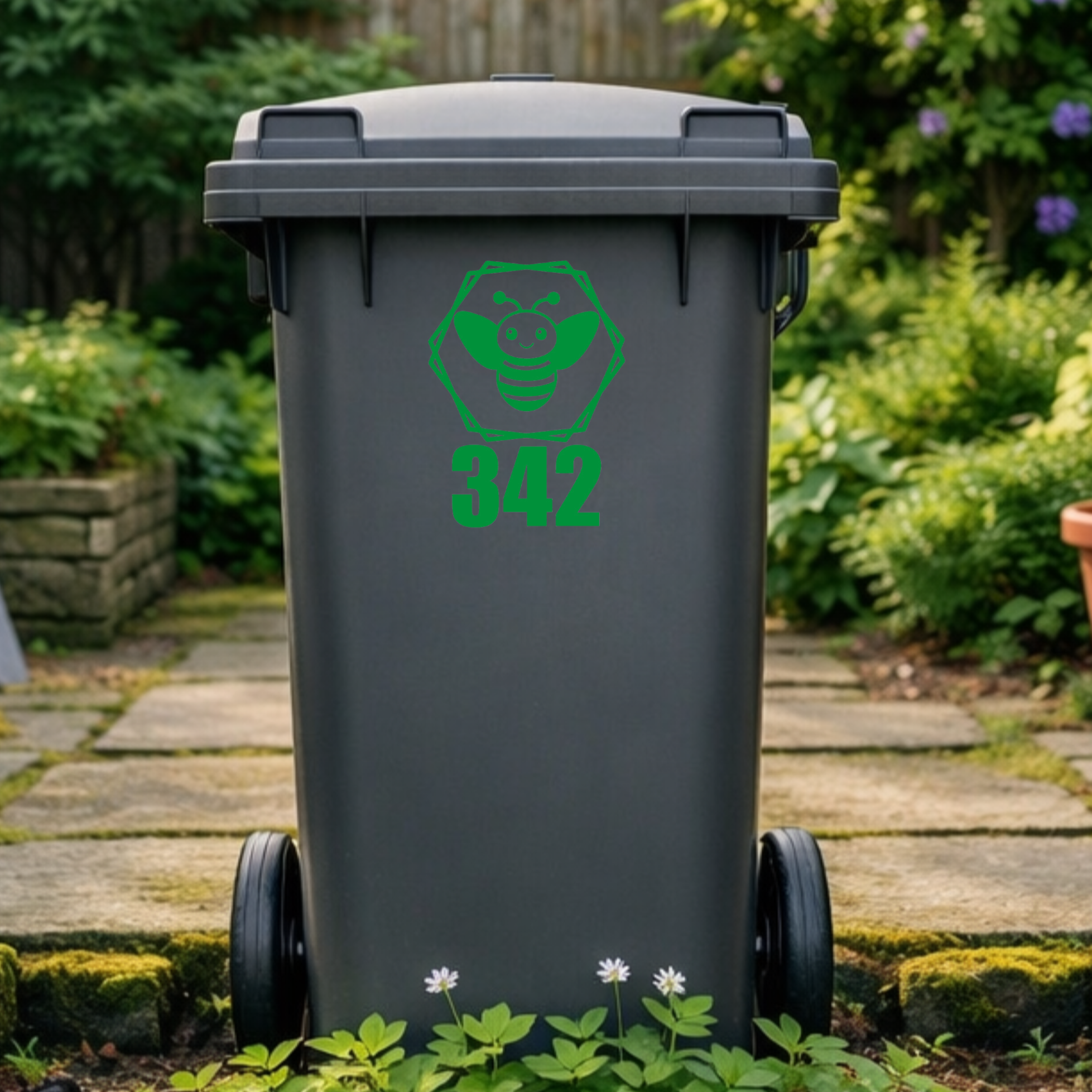 Bee Hexagon Wheelie Bin Number Stickers