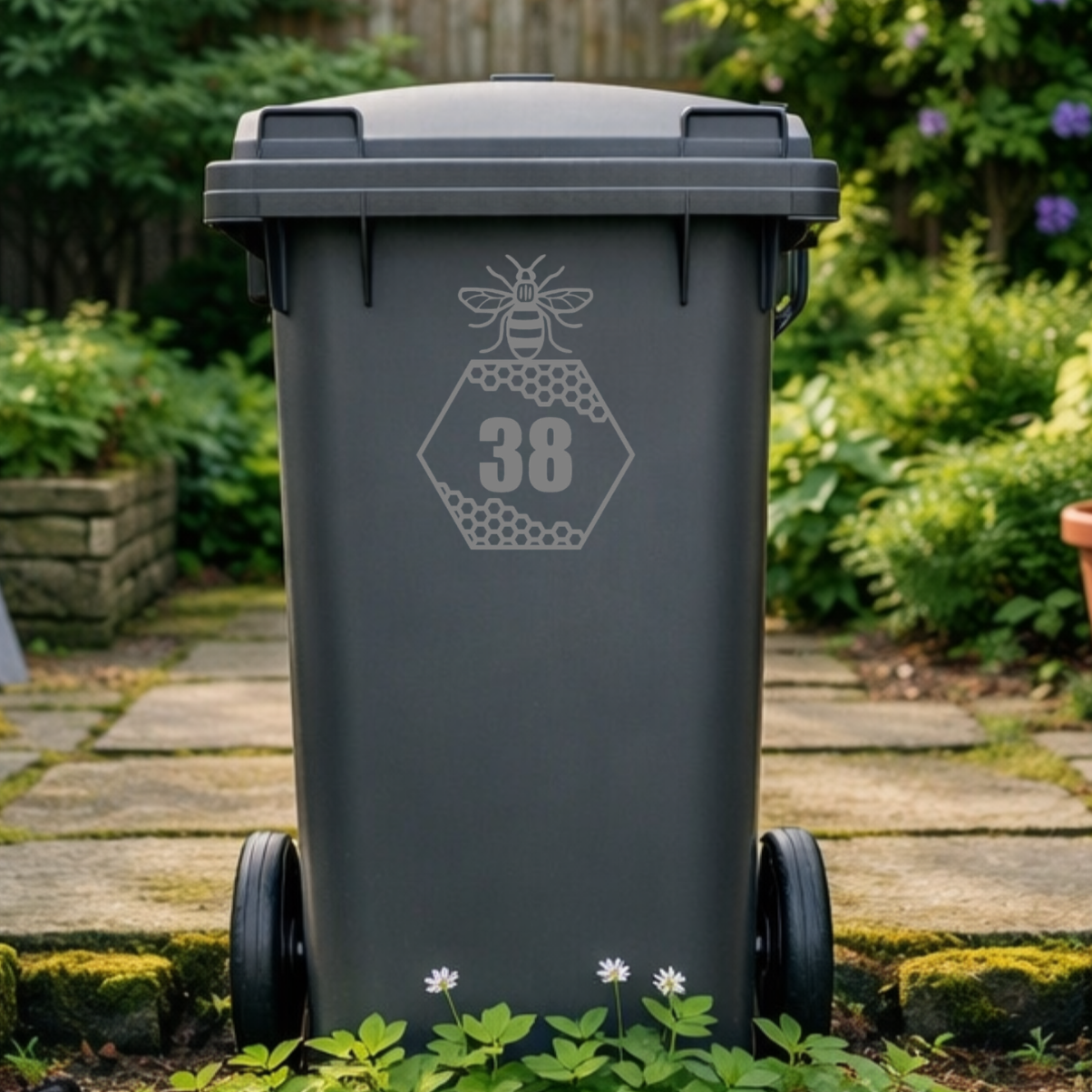Bee Honey Comb Wheelie Bin Number Stickers